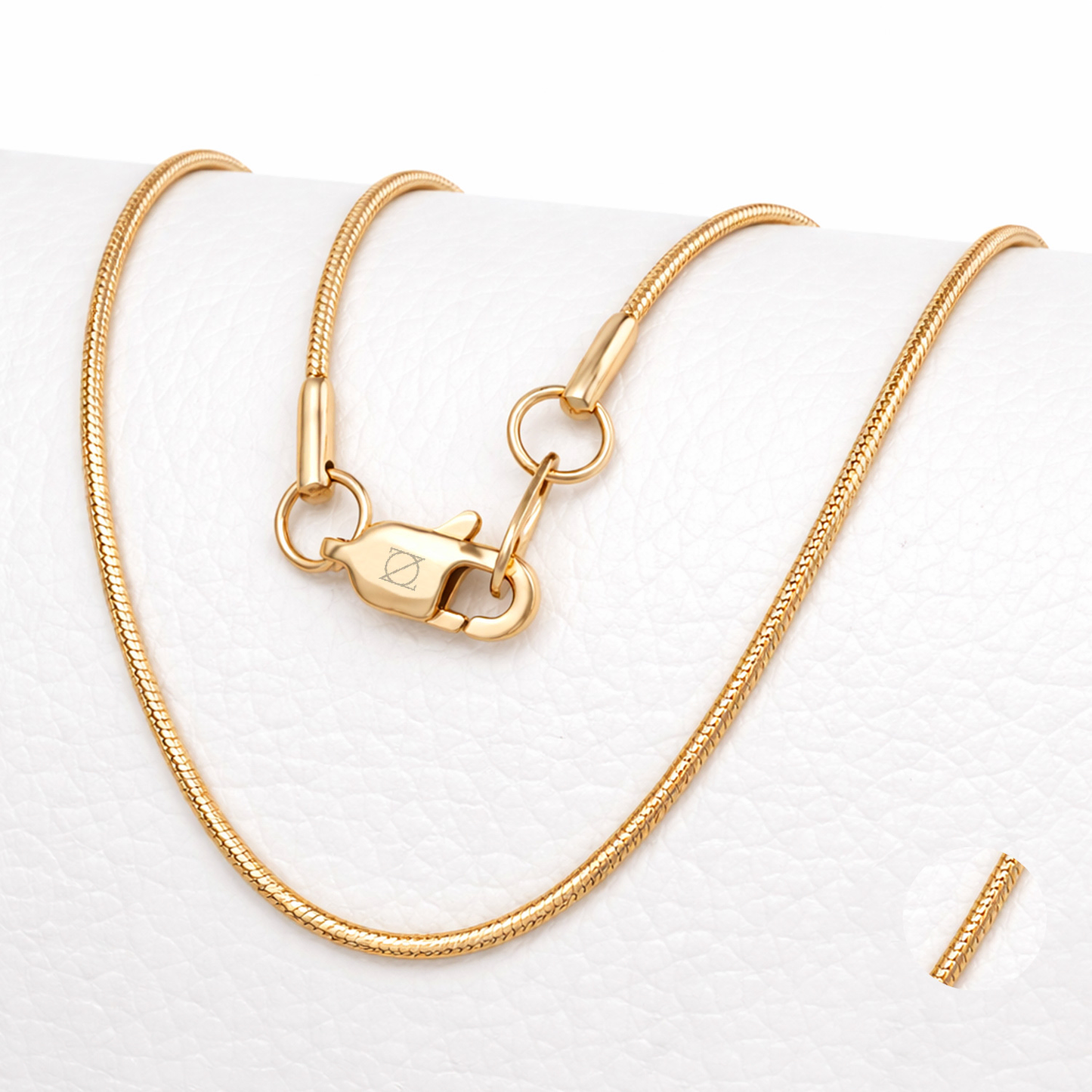 18k Gold-Laminated women's Cord Chain Necklace, 1mm Width, 17.8 Inches - ZO