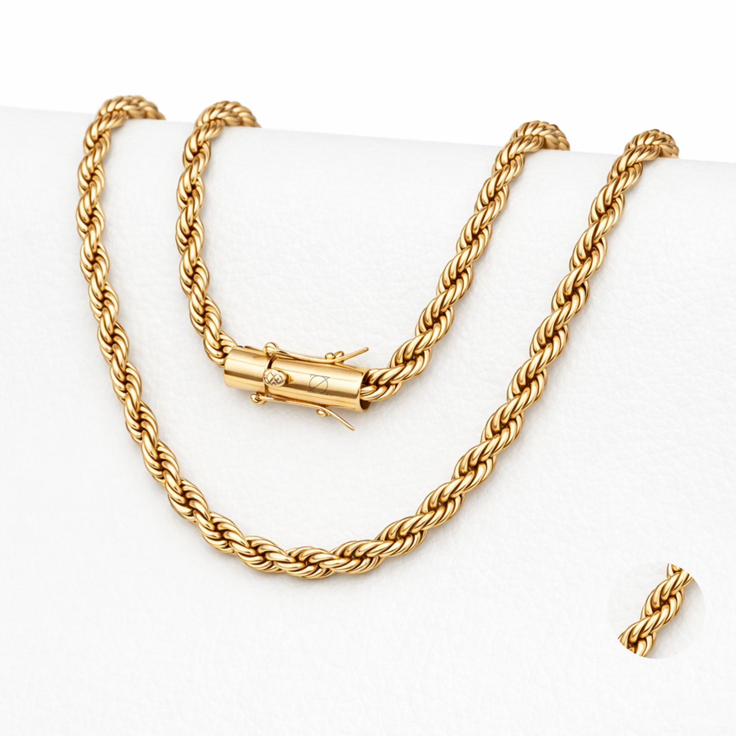 18k Gold-Laminated Rope Chain Necklace, 4mm Width, 17.8 and 25.6 Inches - ZO