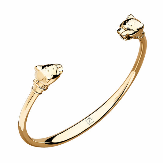 18k Gold-Laminated panther Bangle charm Bracelets for Women, Adjustable - ZO
