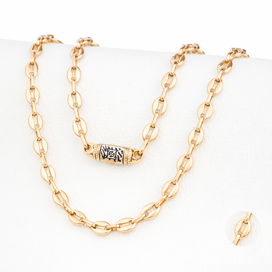 ZO JEWELRY & WATCH 18k Gold-Laminated Coffee Bean Chain Necklace, 6mm Width, 17.8 and 25.6 Inches