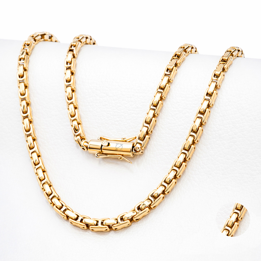 18k Gold-Laminated Inca Trail Chain Necklace, 6mm Width, 17.8 and 25.6 Inches - ZO