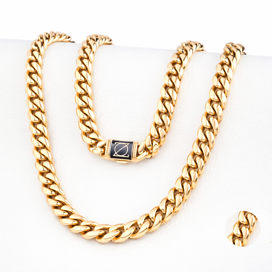 Miami Cuban Chain in Italian 18K Gold-Laminated real - 10mm - 17,8 Inches and 25,6 Inches – ZO