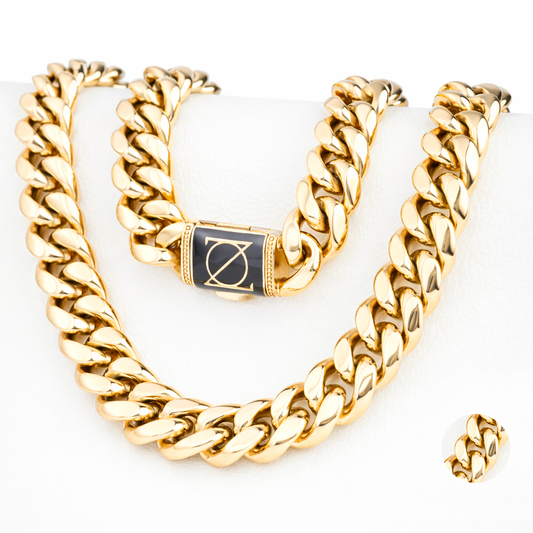 18K Gold-Laminated Cuban Chain, 18mm, 17.8 Inches and 25.6 Inches, ZO
