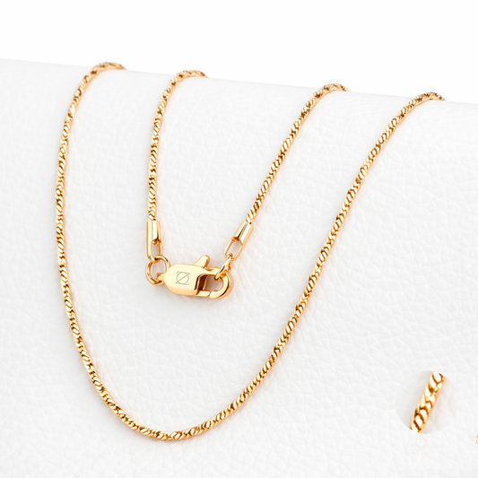 18k Gold-Laminated Singapur Chain Necklace, 1mm Width, 17.8 Inches - ZO