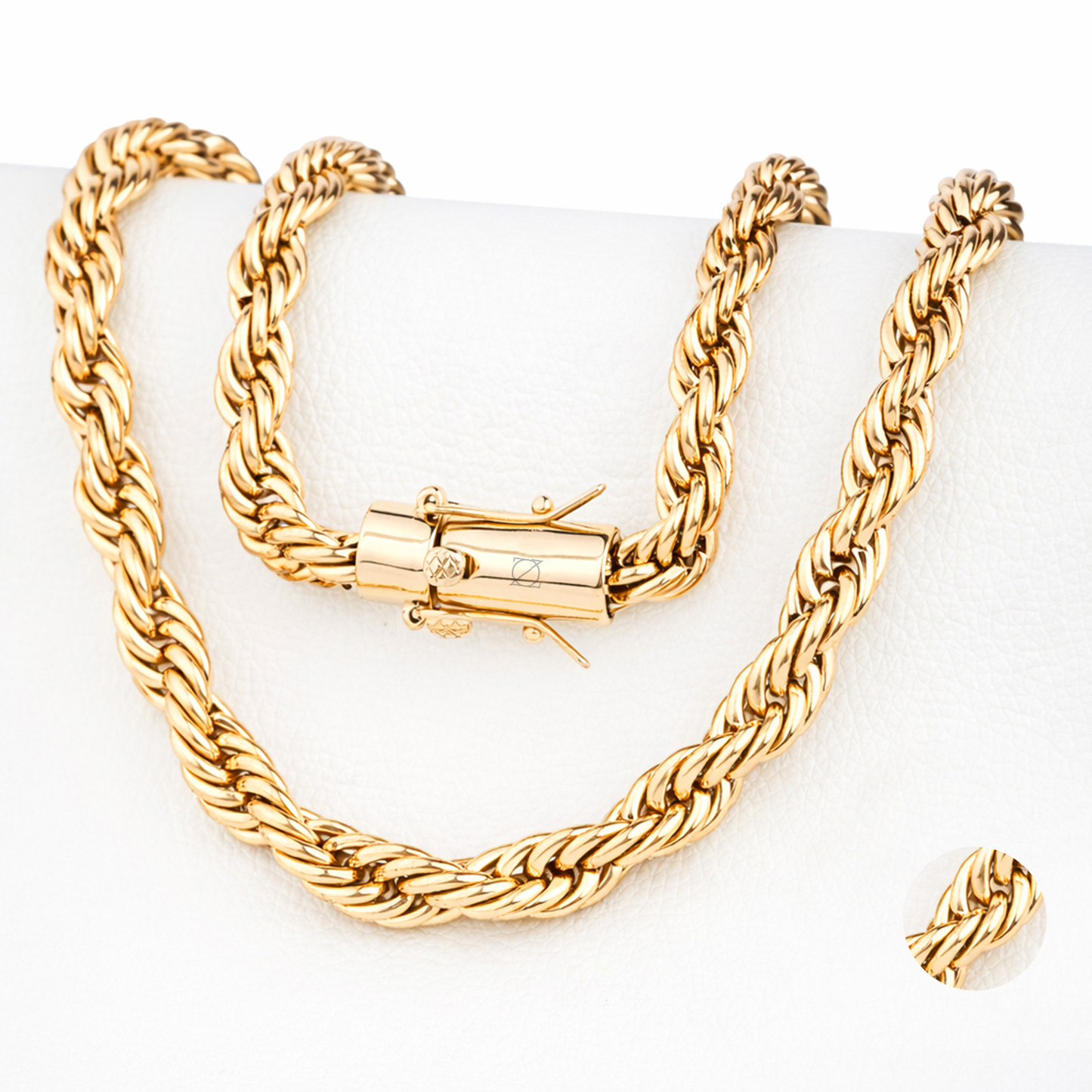 18k Gold-Laminated Rope Chain Necklace, 10mm Width, 17.8 and 25.6 Inches - ZO