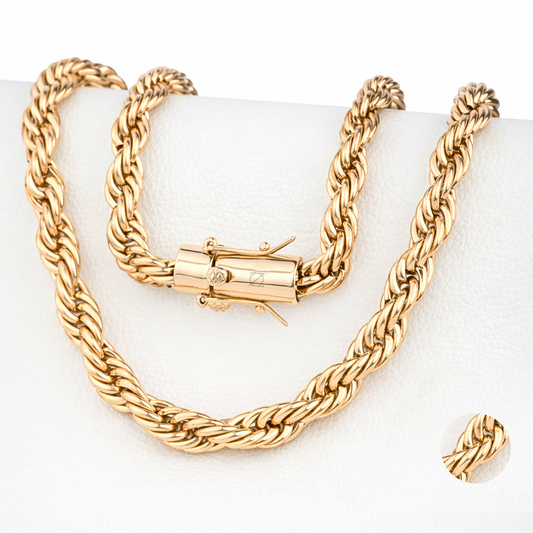 18k Gold-Laminated Rope Chain Necklace, 10mm Width, 17.8 and 25.6 Inches - ZO