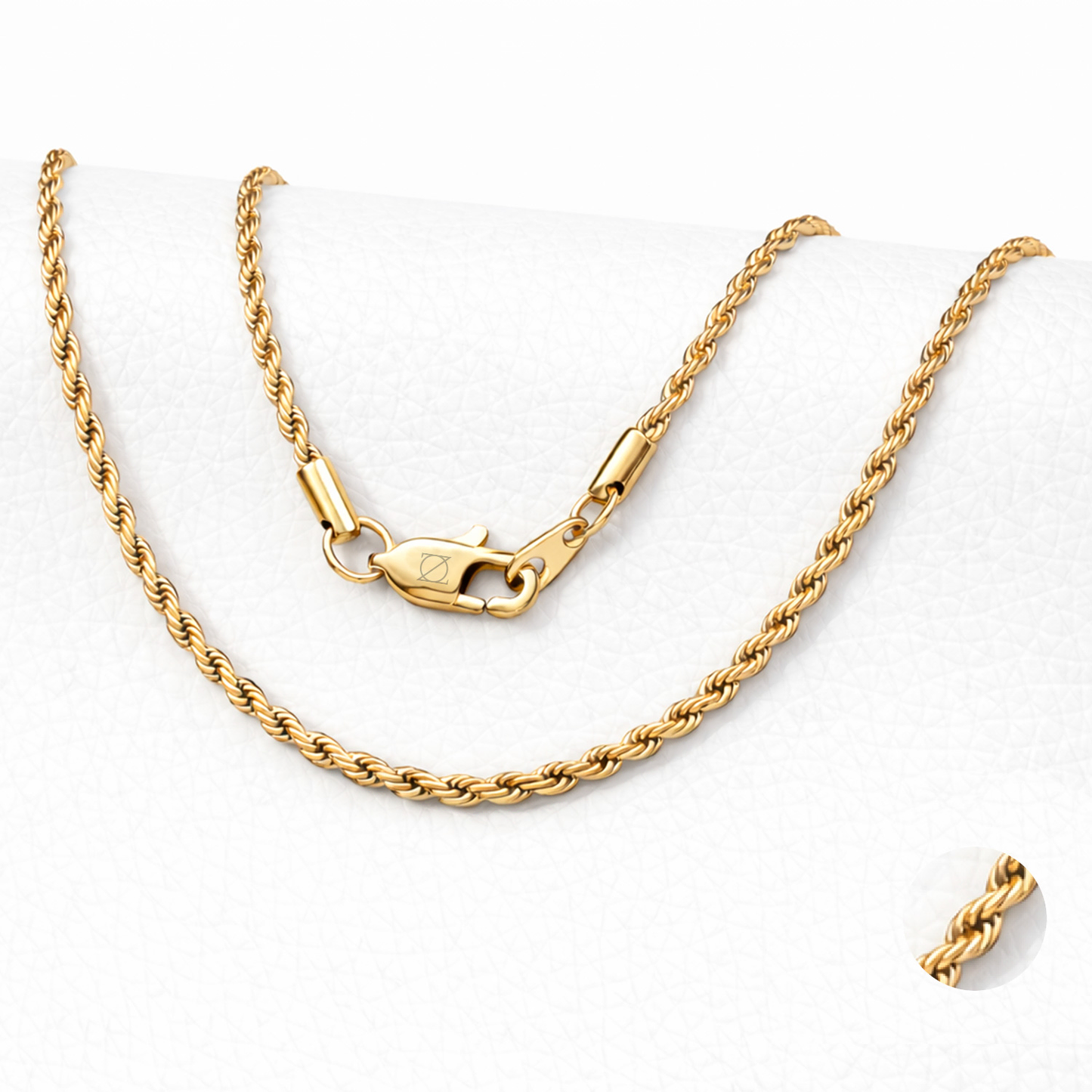 18k Gold-Laminated Rope Chain Necklace, 2mm Width, 17.8 and 25.6 Inches - ZO