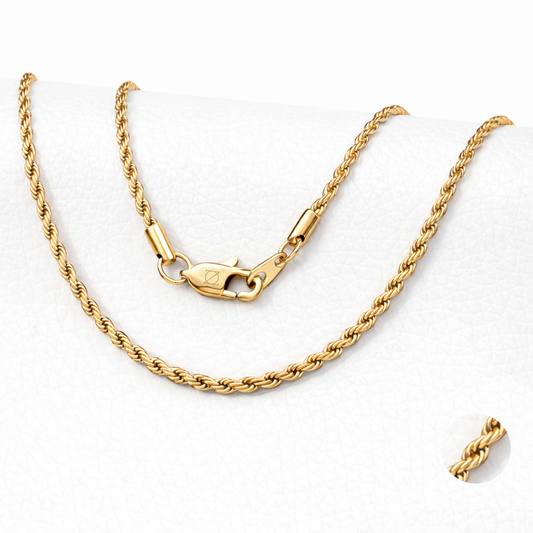 18k Gold-Laminated Rope Chain Necklace, 2mm Width, 17.8 and 25.6 Inches - ZO