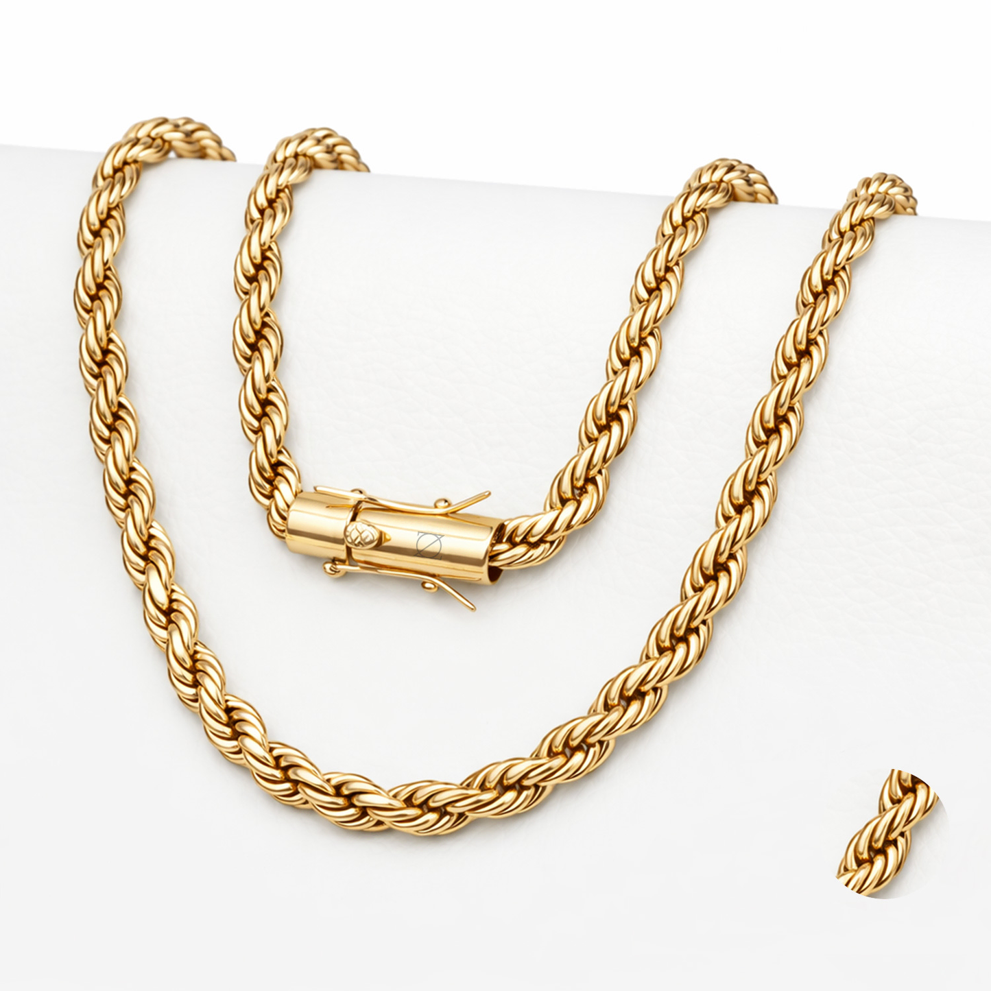 18k Gold-Laminated Rope Chain 6mm width Gold Laminated Twist Chain Necklace for Men Women 17,8 Inches and 25,6 Inches - ZO